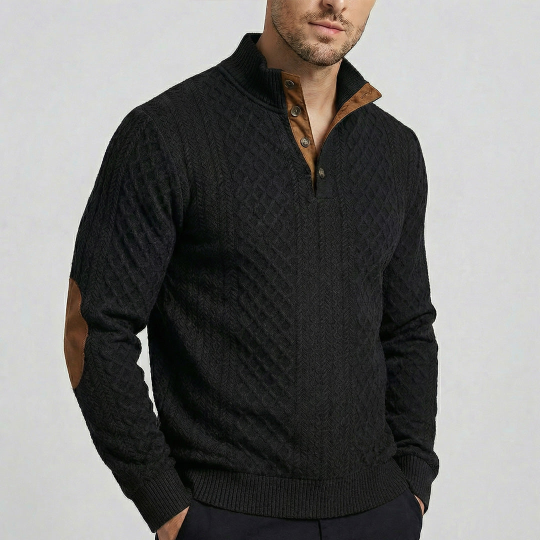 Crown - Jersey de cuello alto clásico para hombre