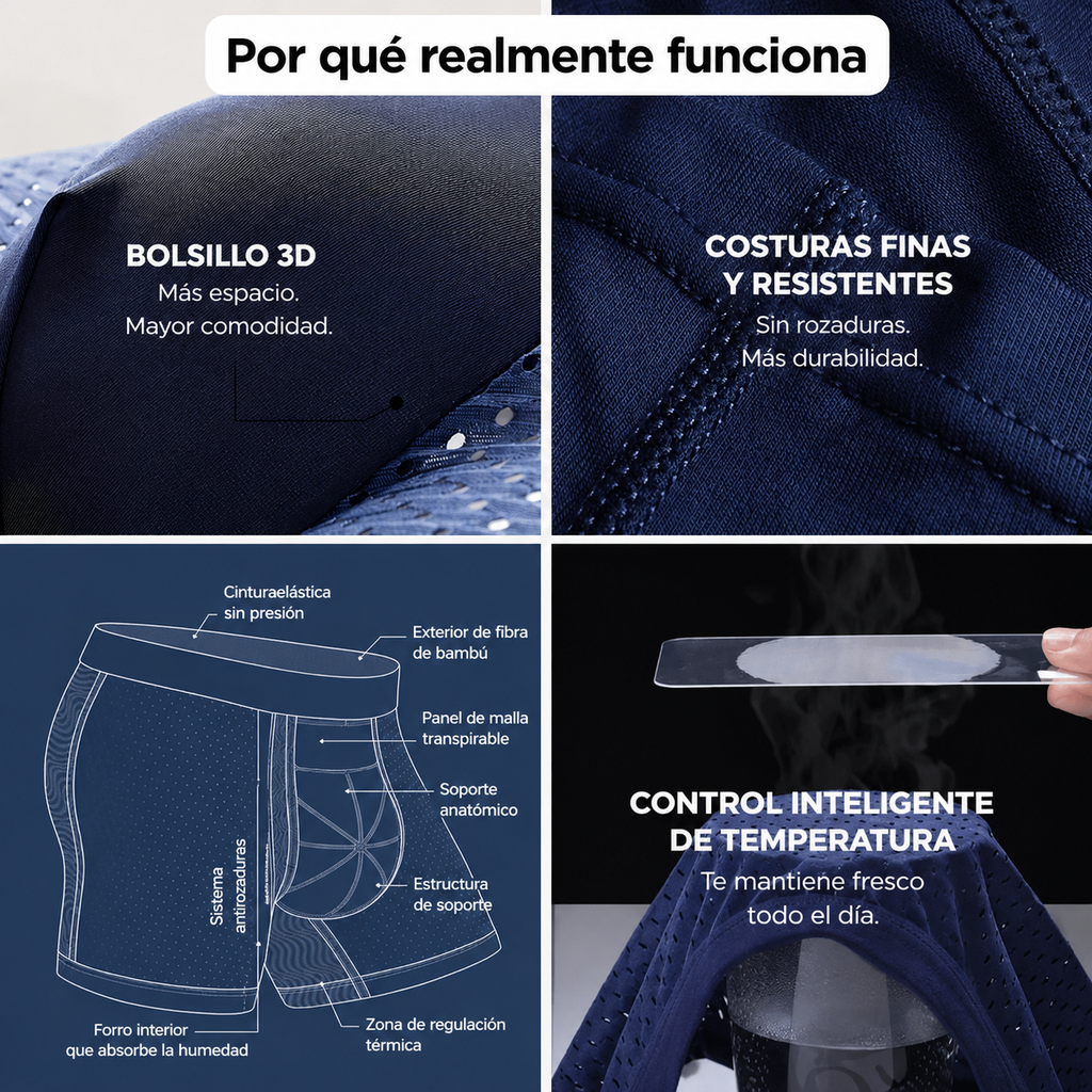 BÓXER DE FIBRA DE BAMBÚ · COMODIDAD TODO EL DÍA