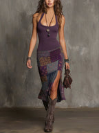 Vestido femenino estampado con tirantes finos