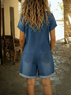 Mono corto femenino casual de denim de algodón