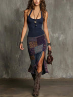 Vestido femenino estampado con tirantes finos